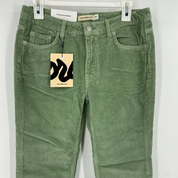 Anthropologie womens Elin the cords straight fit Green Cropped Leg pants - Picture 2 of 11